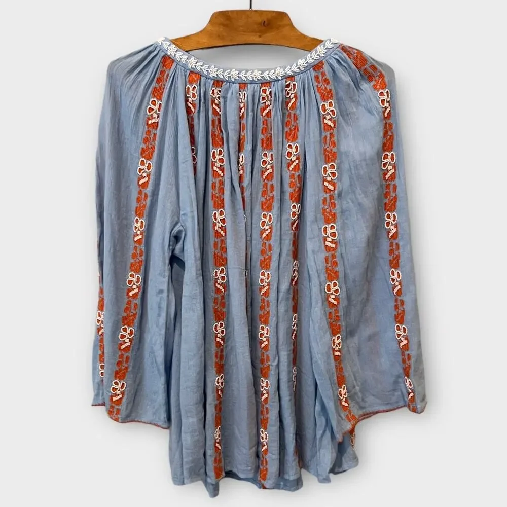 NEW Tory Burch Alexandria Beaded Peasant Top Size 8